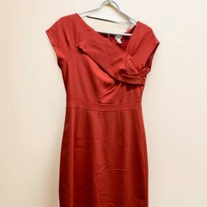 J Crew Crepe Origami Sheath Wool Dress Size 2 Red/Orange